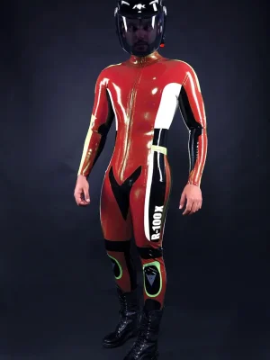 Latex Mens R-100X Moto Biker Catsuit Model D