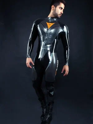 Latex Mens R-100X Motorcycle Racing Rubber Catsuit Latex Mens R-100X Motorcycle Racing Rubber Catsuit