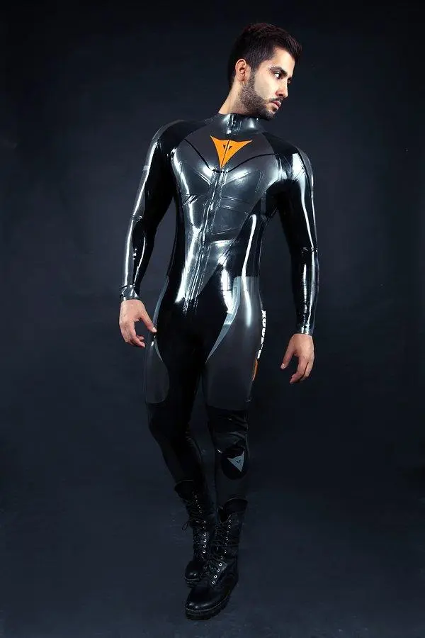 Latex Mens R-100X Motorcycle Racing Rubber Catsuit Latex Mens R-100X Motorcycle Racing Rubber Catsuit