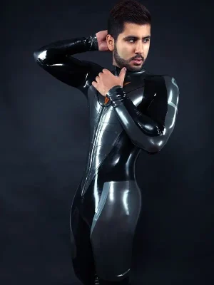Latex Mens R-100X Motorcycle Racing Rubber Catsuit Latex Mens R-100X Motorcycle Racing Rubber Catsuit