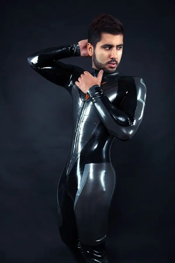 Latex Mens R-100X Motorcycle Racing Rubber Catsuit Latex Mens R-100X Motorcycle Racing Rubber Catsuit