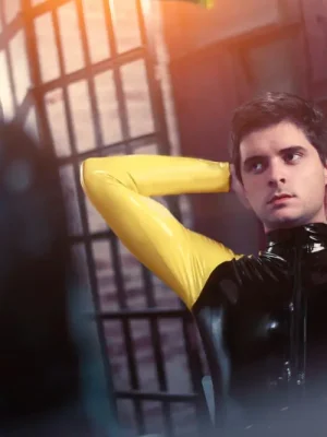 Latex Mens Raglan-Sleeved Front Zipper Catsuit