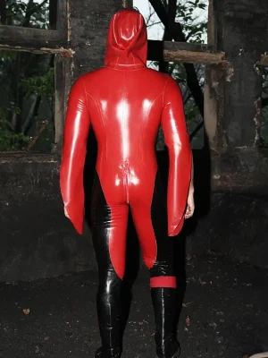 Latex Mens Regulus Hooded Front Zipper Catsuit