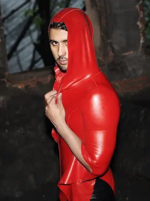 Latex Mens Regulus Hooded Front Zipper Catsuit