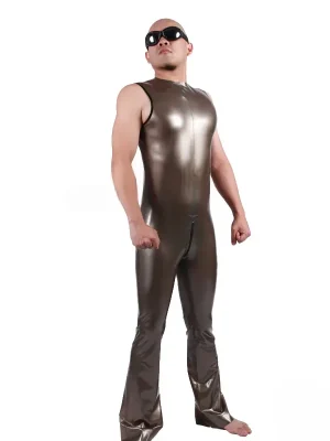 Latex Mens Retro70s Flared Legs Sleeveless Jumpsuit Catsuit Latex Mens Retro70s Flared Legs Sleeveless Jumpsuit Catsuit
