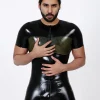 Latex Mens Round Neck Back Zip Catsuit