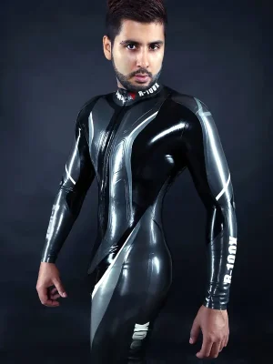Latex Mens Rubber Moto Racing Catsuit Version 12 Latex Mens Rubber Moto Racing Catsuit Version 12