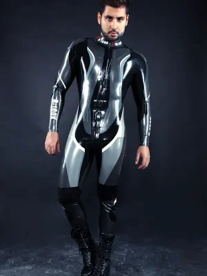 Latex Mens Rubber Moto Racing Catsuit Version 12 Latex Mens Rubber Moto Racing Catsuit Version 12