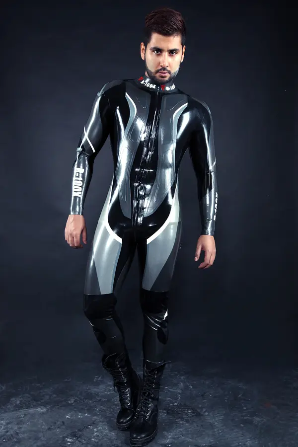 Latex Mens Rubber Moto Racing Catsuit Version 12 Latex Mens Rubber Moto Racing Catsuit Version 12
