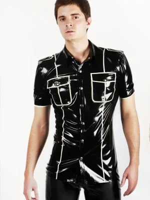 Latex Mens Safari Short-Sleeved Shirt Latex Mens Safari Short-Sleeved Shirt