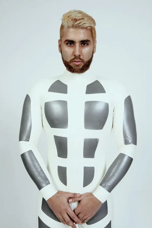 Latex Mens Sci-Fi Zipperless Neck Entry Catsuit Latex Mens Sci-Fi Zipperless Neck Entry Catsuit