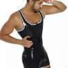 Latex Mens Short-Sleeved Catsuit With Back Zipper Latex Mens Short-Sleeved Catsuit With Back Zipper