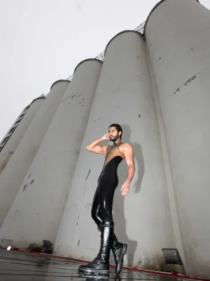 Latex Mens Show-Off Two-Color Sleeveless Catsuit