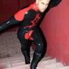 Latex Mens Single-Breasted Trench Coat