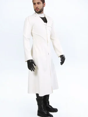 Latex Mens Single-Breasted Trench Coat