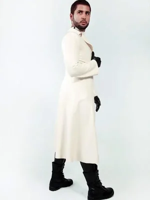 Latex Mens Single-Breasted Trench Coat