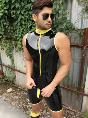 Latex Mens Sleeveless Codpiece Surfsuit