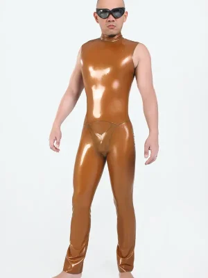Latex Mens Sleeveless Jumpsuit Catsuit Latex Mens Sleeveless Jumpsuit Catsuit