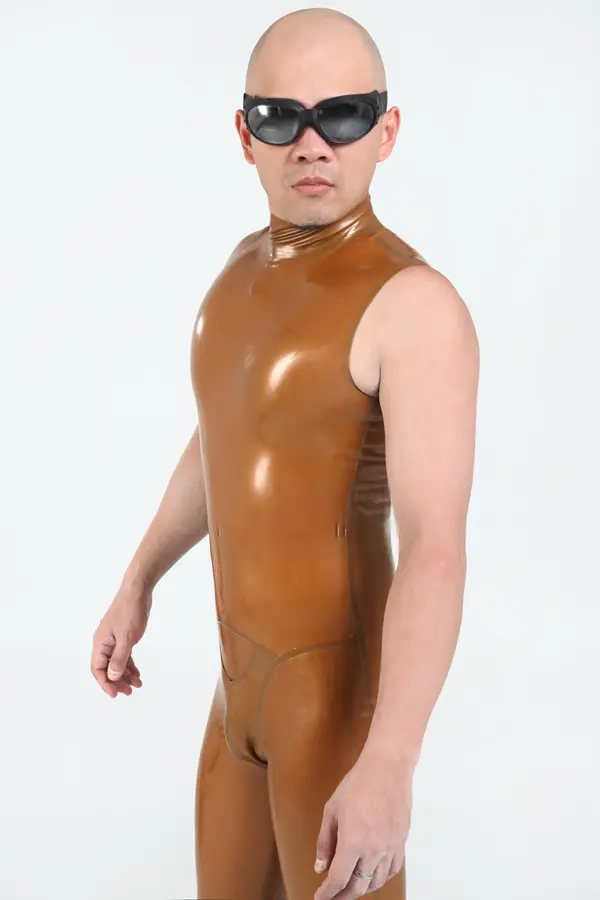 Latex Mens Sleeveless Jumpsuit Catsuit Latex Mens Sleeveless Jumpsuit Catsuit