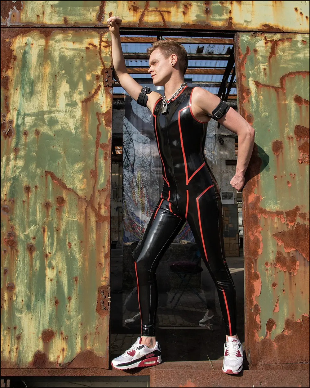 Latex Mens Sleevless Leggings Suit Catsuit Latex Mens Sleevless Leggings Suit Catsuit