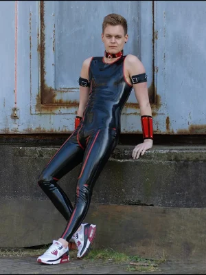 Latex Mens Sleevless Leggings Suit Catsuit Latex Mens Sleevless Leggings Suit Catsuit