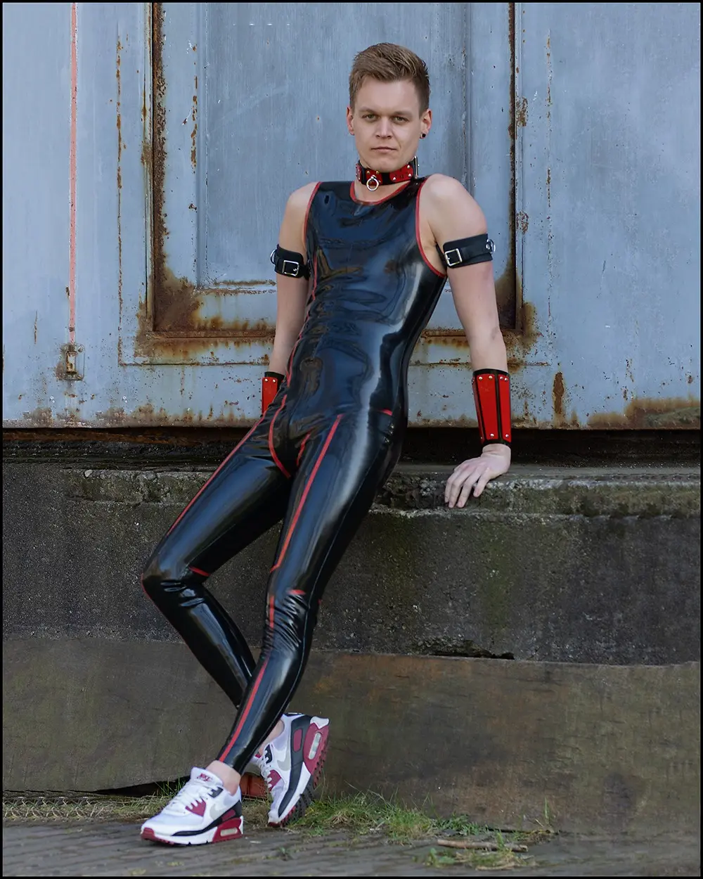 Latex Mens Sleevless Leggings Suit Catsuit Latex Mens Sleevless Leggings Suit Catsuit