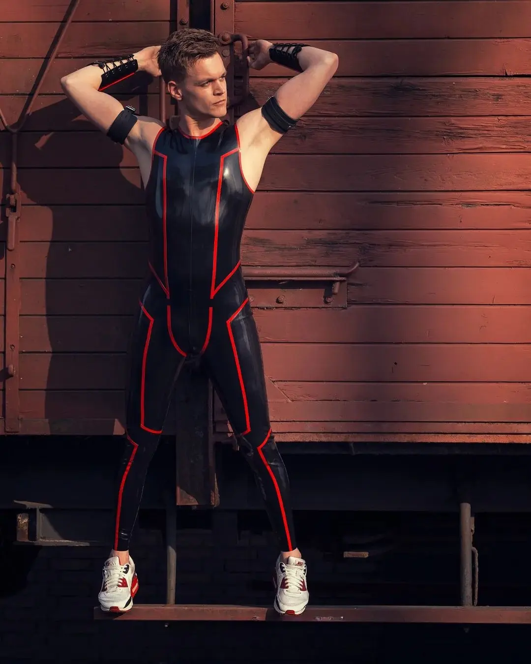Latex Mens Sleevless Leggings Suit Catsuit Latex Mens Sleevless Leggings Suit Catsuit