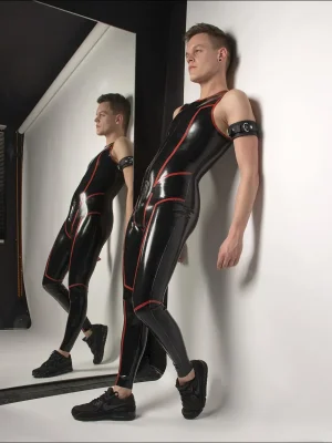 Latex Mens Sleevless Leggings Suit Catsuit Latex Mens Sleevless Leggings Suit Catsuit