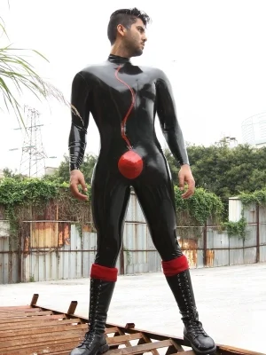 Latex Mens Spermaceti Back Zipper Catsuit Latex Mens Spermaceti Back Zipper Catsuit