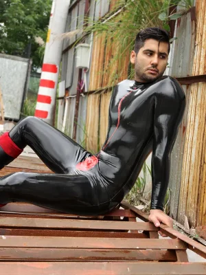 Latex Mens Spermaceti Back Zipper Catsuit Latex Mens Spermaceti Back Zipper Catsuit
