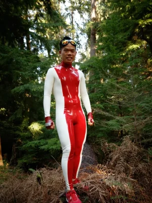 Latex Mens Stagger Lee Shoulder-Zipper Catsuit