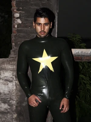 Latex Mens Star-Blazer Back Zipper Catsuit Latex Mens Star-Blazer Back Zipper Catsuit