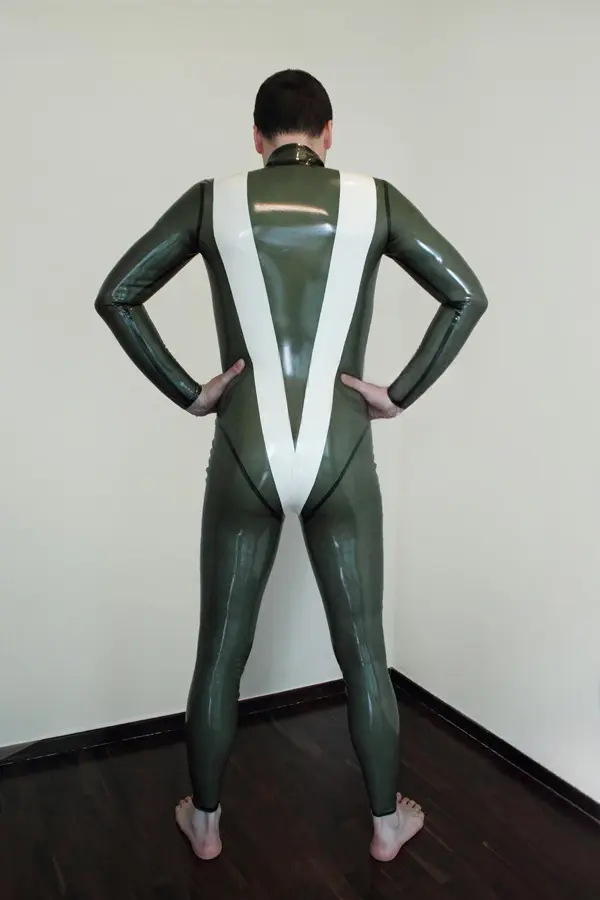 Latex Mens Steep Vee Neck Entry Zipperless Catsuit Latex Mens Steep Vee Neck Entry Zipperless Catsuit