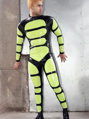 Latex Mens Straposis Back Zipper Catsuit With Feet Latex Mens Straposis Back Zipper Catsuit With Feet