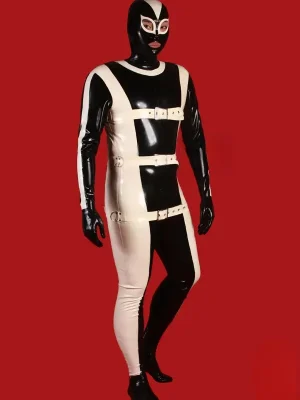 Latex Mens Strapped In Gimp Catsuit Latex Mens Strapped In Gimp Catsuit