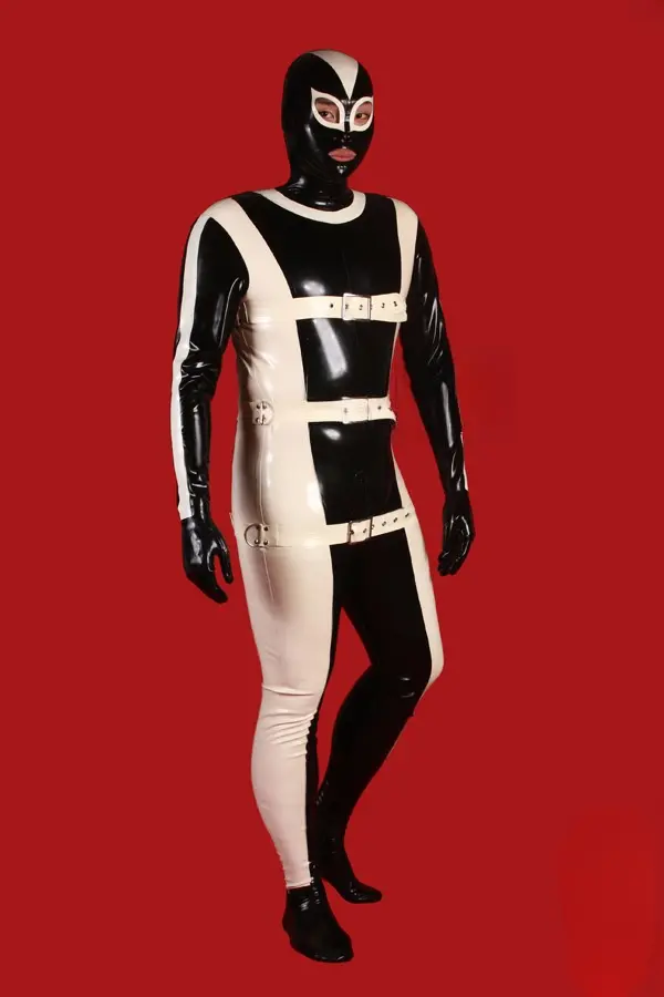 Latex Mens Strapped In Gimp Catsuit Latex Mens Strapped In Gimp Catsuit