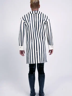 Latex Mens Striped Half Coat