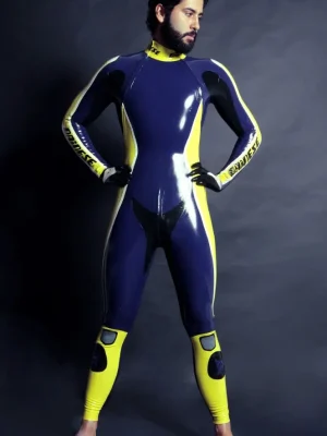 Latex Mens T-Age Moto Biker Rubber Catsuit Latex Mens T-Age Moto Biker Rubber Catsuit