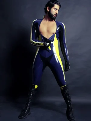 Latex Mens T-Age Moto Biker Rubber Catsuit Latex Mens T-Age Moto Biker Rubber Catsuit
