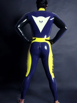 Latex Mens T-Age Moto Biker Rubber Catsuit Latex Mens T-Age Moto Biker Rubber Catsuit