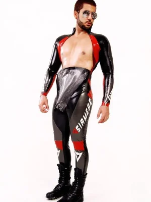 Latex Mens T-Age Style Motorcycle Racing Catsuit Version 18