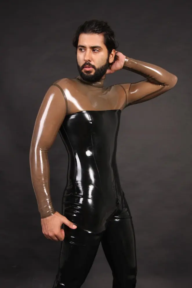 Latex Mens Transparent Torso Catsuit Latex Mens Transparent Torso Catsuit