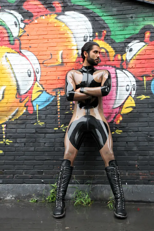 Latex Mens Tribalistic Two-Tones Catsuit Latex Mens Tribalistic Two-Tones Catsuit