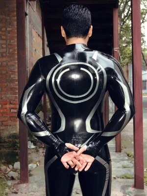 Latex Mens Tron Team Neck Entry Catsuit