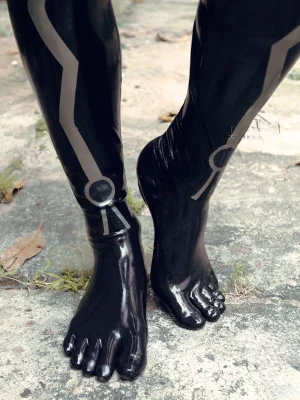 Latex Mens Tron Team Neck Entry Catsuit