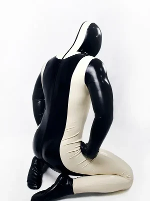 Latex Mens Two-Tone Full Body Gimp Catsuit Latex Mens Two-Tone Full Body Gimp Catsuit
