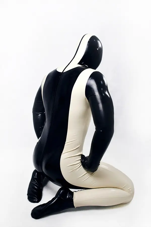 Latex Mens Two-Tone Full Body Gimp Catsuit Latex Mens Two-Tone Full Body Gimp Catsuit