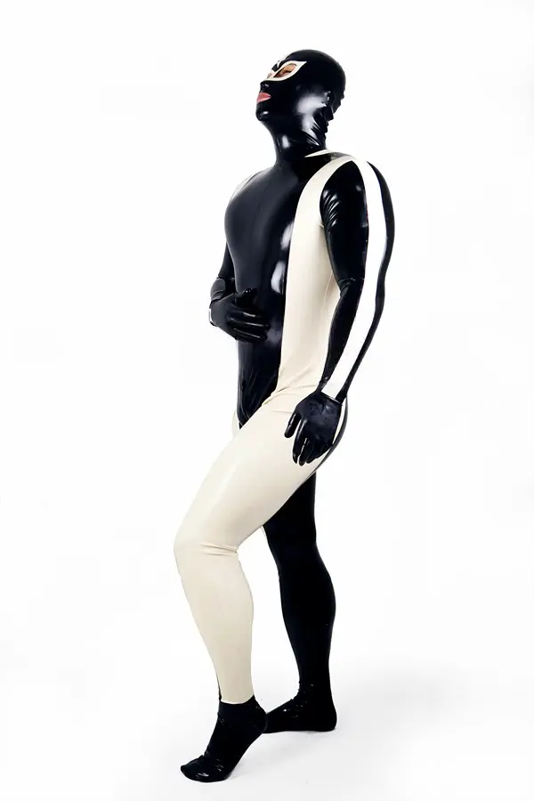 Latex Mens Two-Tone Full Body Gimp Catsuit Latex Mens Two-Tone Full Body Gimp Catsuit