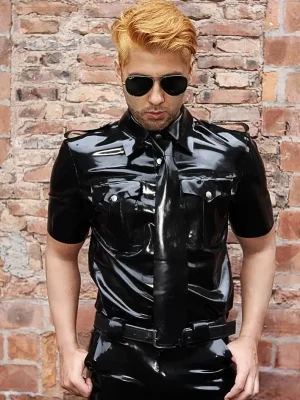 Latex Mens Uniform Short-sleeved Shirt Latex Mens Uniform Short-sleeved Shirt