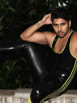Latex Mens Unitard Striped Catsuit Latex Mens Unitard Striped Catsuit